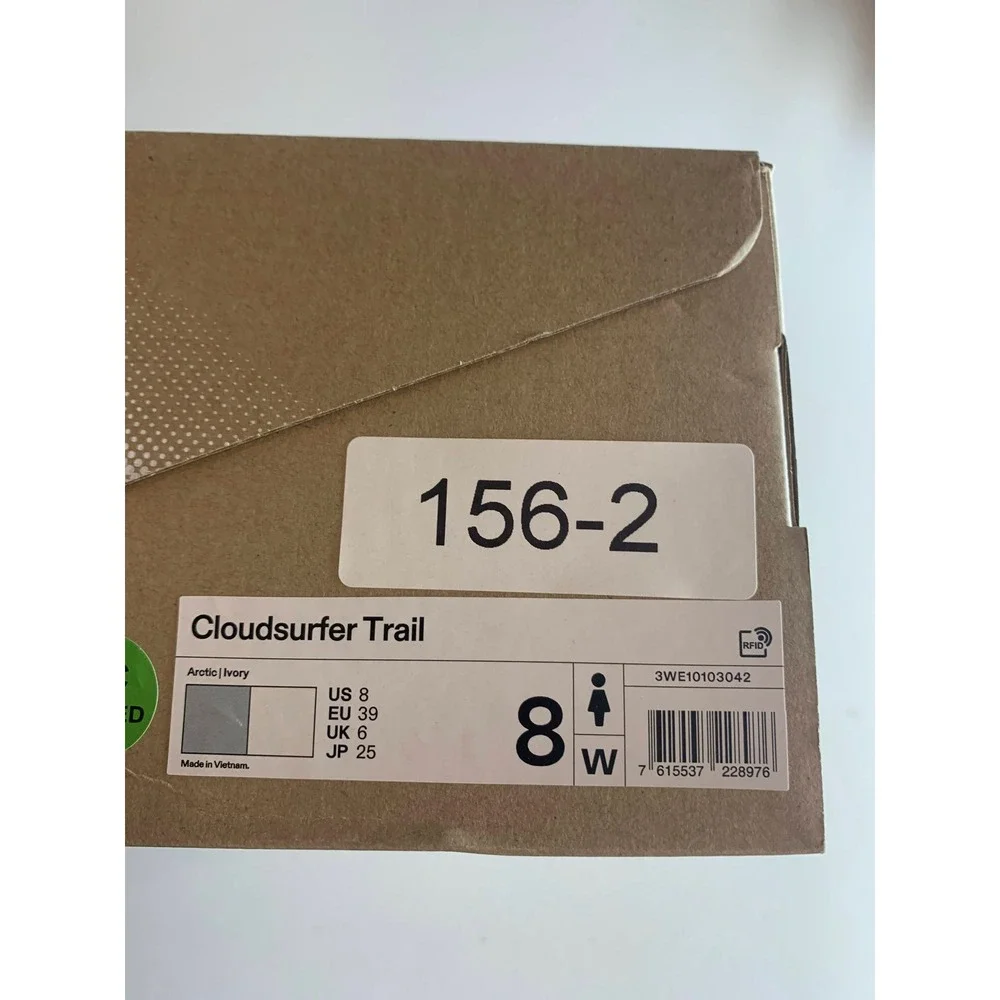 On Running Cloudsurfer Trail Arctic Ivory Blue Womens 8 Sneakers 3WE10103042